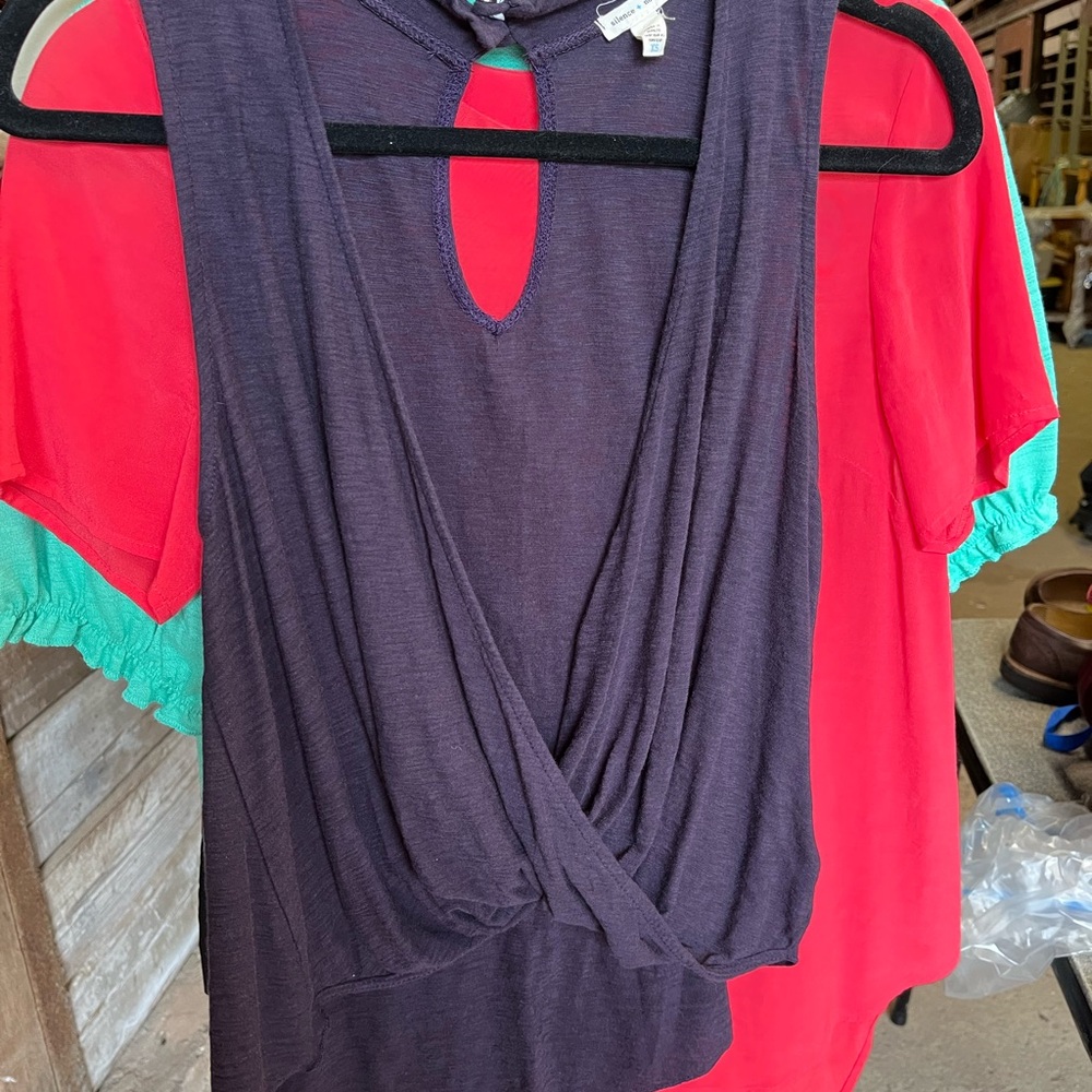 Silence + Noise Purple Sleeveless Wrap Blouse
